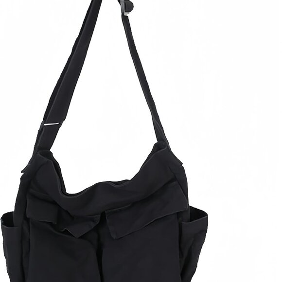 Grunge Canvas Hobo Crossbody Bag Large Messenger Tote with Multiple Pockets - Picture 1 of 7